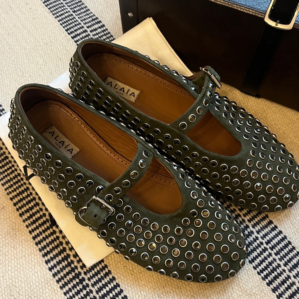 Alaia Studded Ballet Flats - Picture 2 of 9